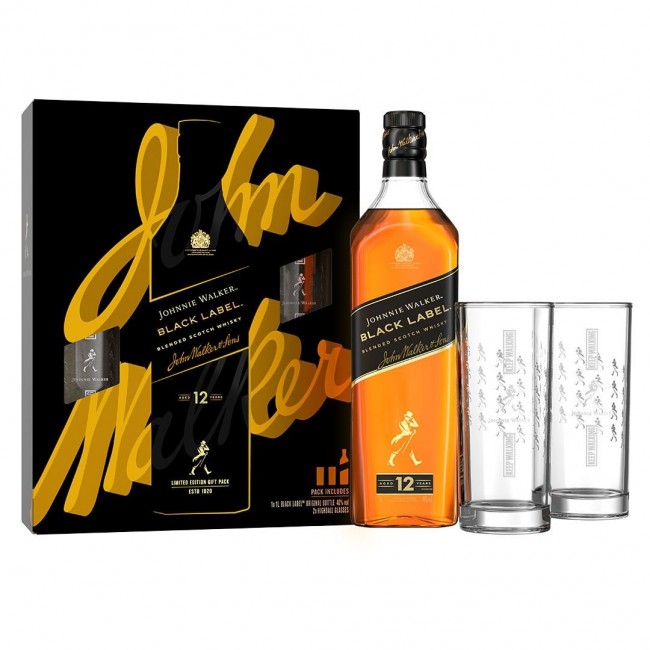 Johnnie Walker Black Label Scotch Whisky Gift Set with