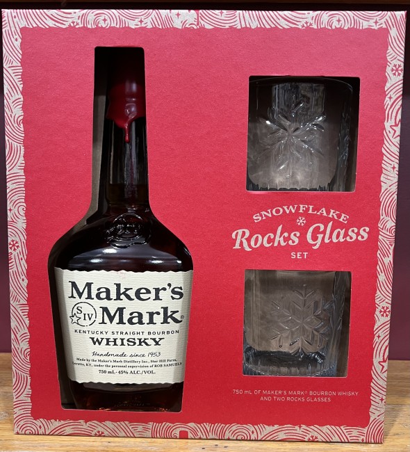 Maker's Mark - Bourbon Gift Set with 2 Rocks Glasses (750ml)