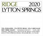 Ridge - Lytton Springs Dry Creek Valley 2020 (750)